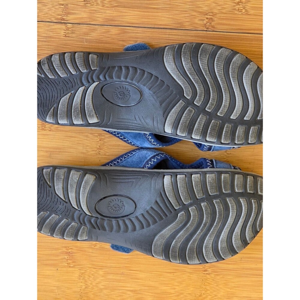 Earth Spirit Comfort Sandals Blue Leather Slides Gelron Cushion 7 - Picture 8 of 15